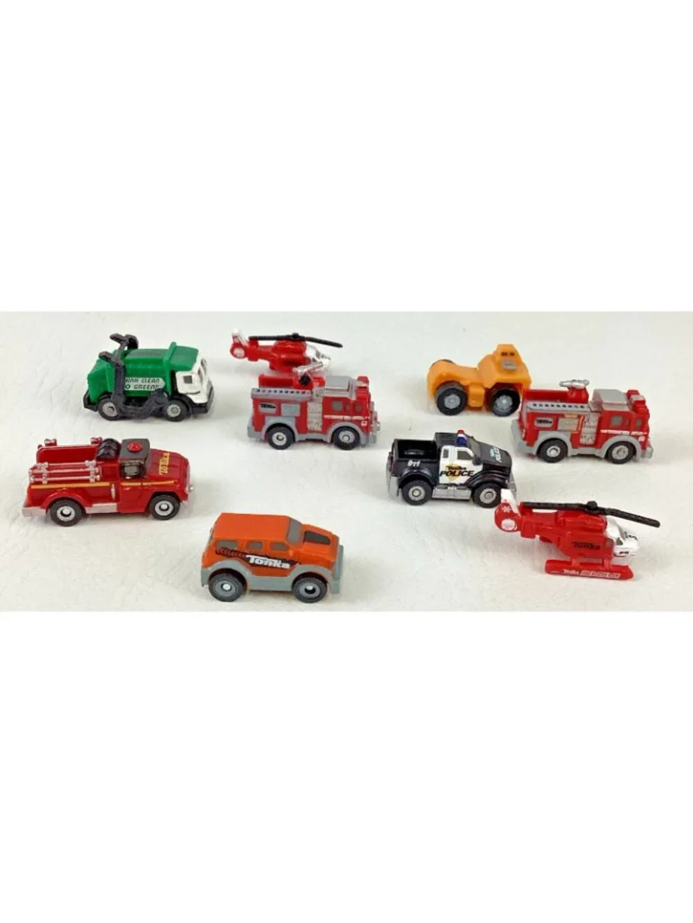 Tonka Tinys Micro Mini Vehicle Lot Fire Engine Garbage Truck Helicopter Police